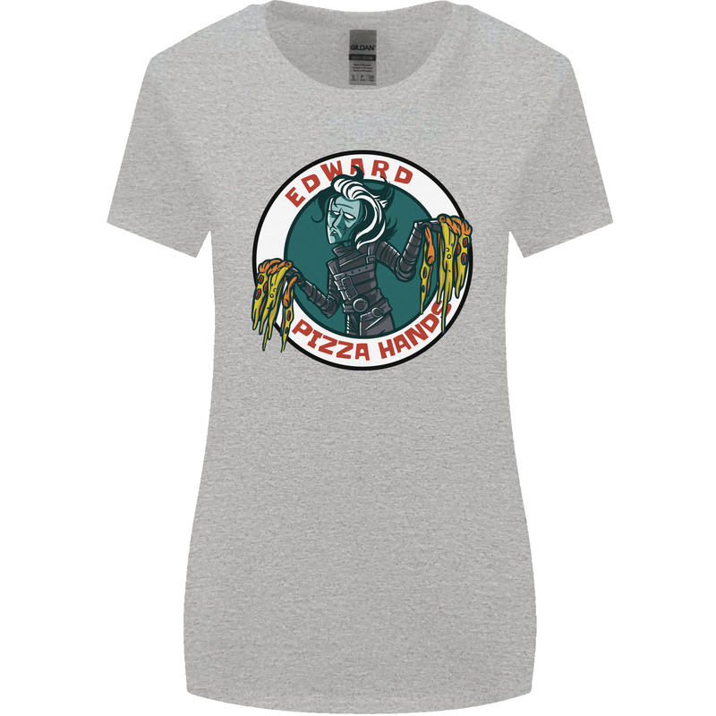 Edward Pizza Hands Funny Food Chef Parody Womens Wider Cut T-Shirt Sports Grey