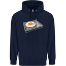 Egg Decks DJ DJing Turntable Record Player Childrens Kids Hoodie Navy Blue