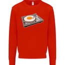 Egg Decks DJ DJing Turntable Record Player Kids Sweatshirt Jumper Bright Red