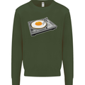 Egg Decks DJ DJing Turntable Record Player Kids Sweatshirt Jumper Forest Green