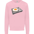 Egg Decks DJ DJing Turntable Record Player Kids Sweatshirt Jumper Light Pink