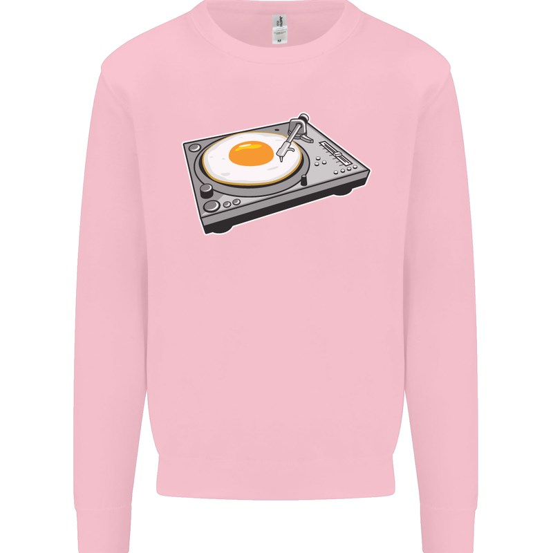 Egg Decks DJ DJing Turntable Record Player Kids Sweatshirt Jumper Light Pink