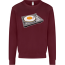 Egg Decks DJ DJing Turntable Record Player Kids Sweatshirt Jumper Maroon
