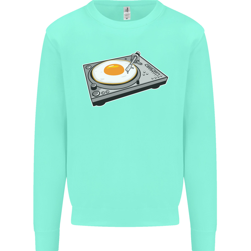 Egg Decks DJ DJing Turntable Record Player Kids Sweatshirt Jumper Peppermint