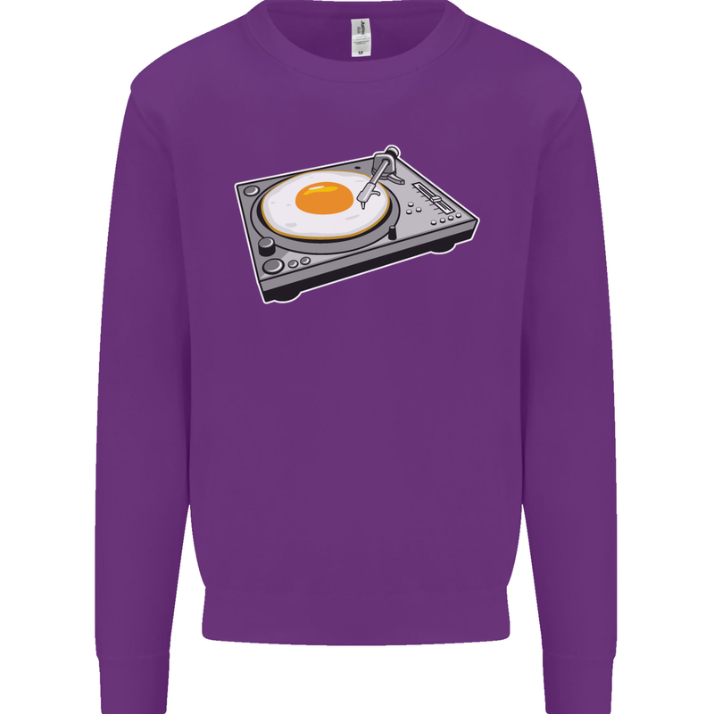 Egg Decks DJ DJing Turntable Record Player Kids Sweatshirt Jumper Purple
