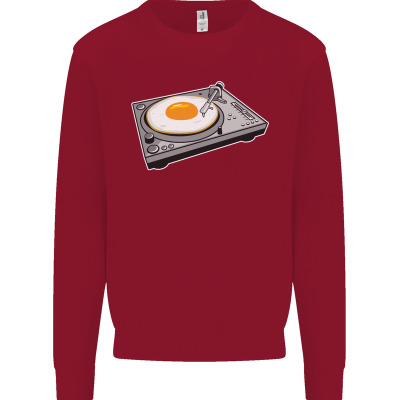 Egg Decks DJ DJing Turntable Record Player Kids Sweatshirt Jumper Red