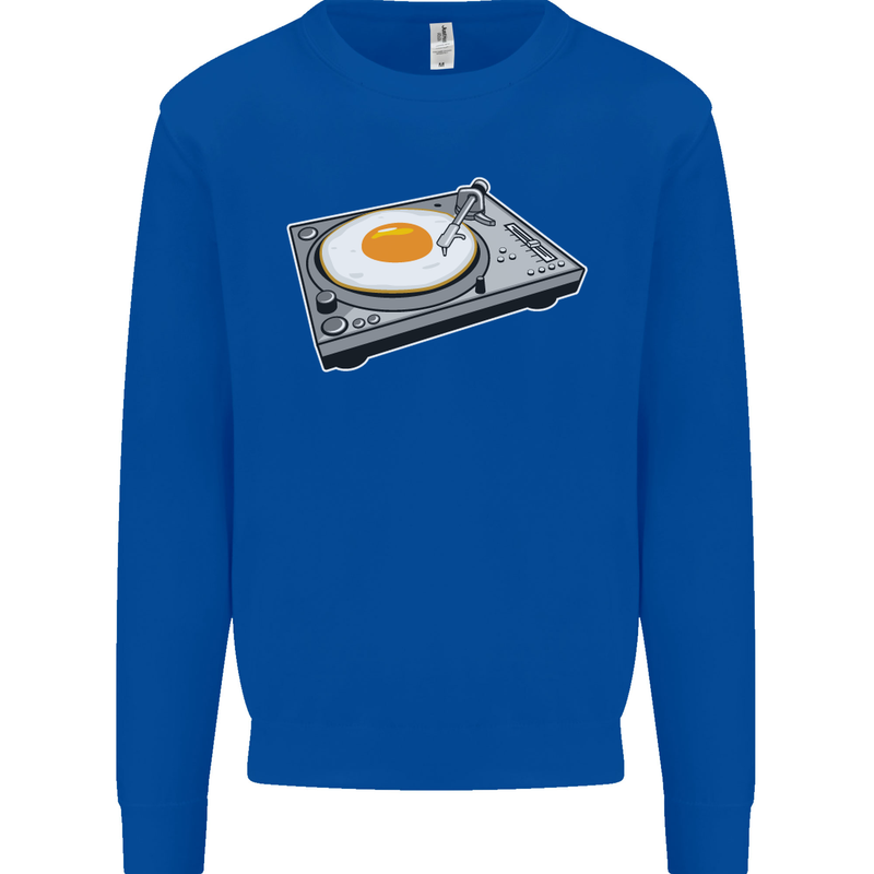 Egg Decks DJ DJing Turntable Record Player Kids Sweatshirt Jumper Royal Blue