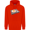 Egg Decks DJ DJing Turntable Record Player Mens 80% Cotton Hoodie Bright Red