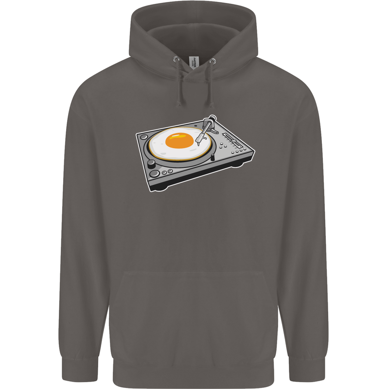 Egg Decks DJ DJing Turntable Record Player Mens 80% Cotton Hoodie Charcoal