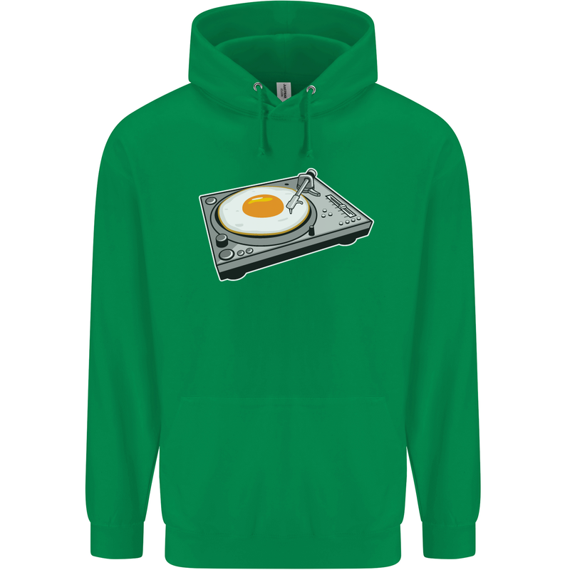 Egg Decks DJ DJing Turntable Record Player Mens 80% Cotton Hoodie Irish Green