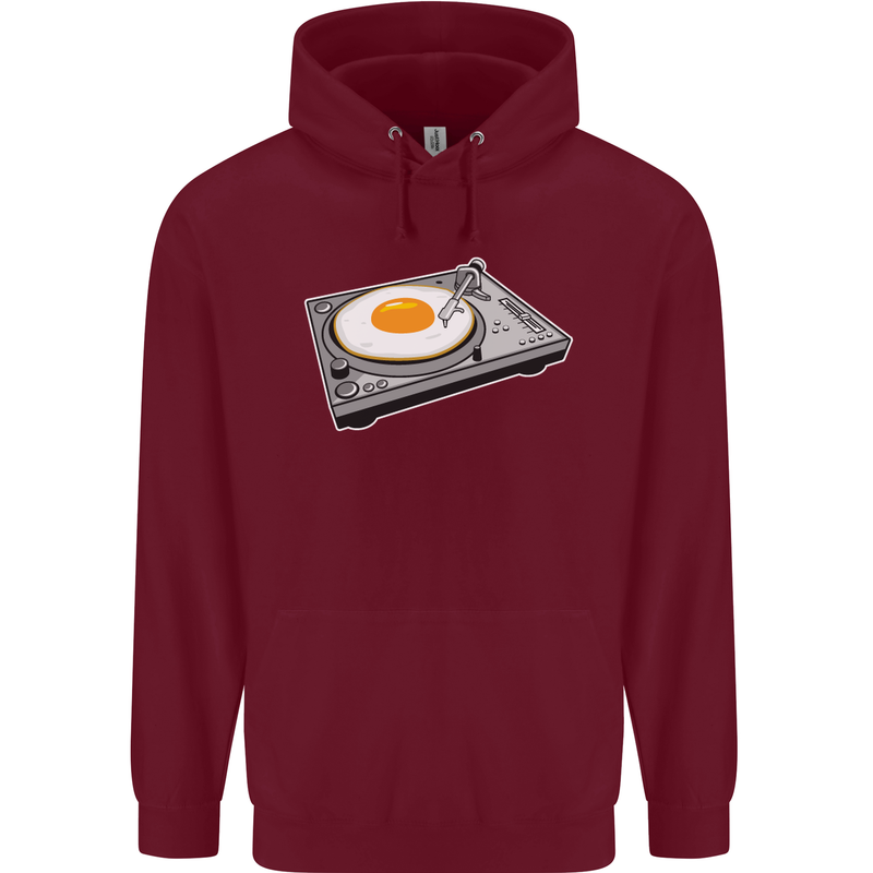 Egg Decks DJ DJing Turntable Record Player Mens 80% Cotton Hoodie Maroon