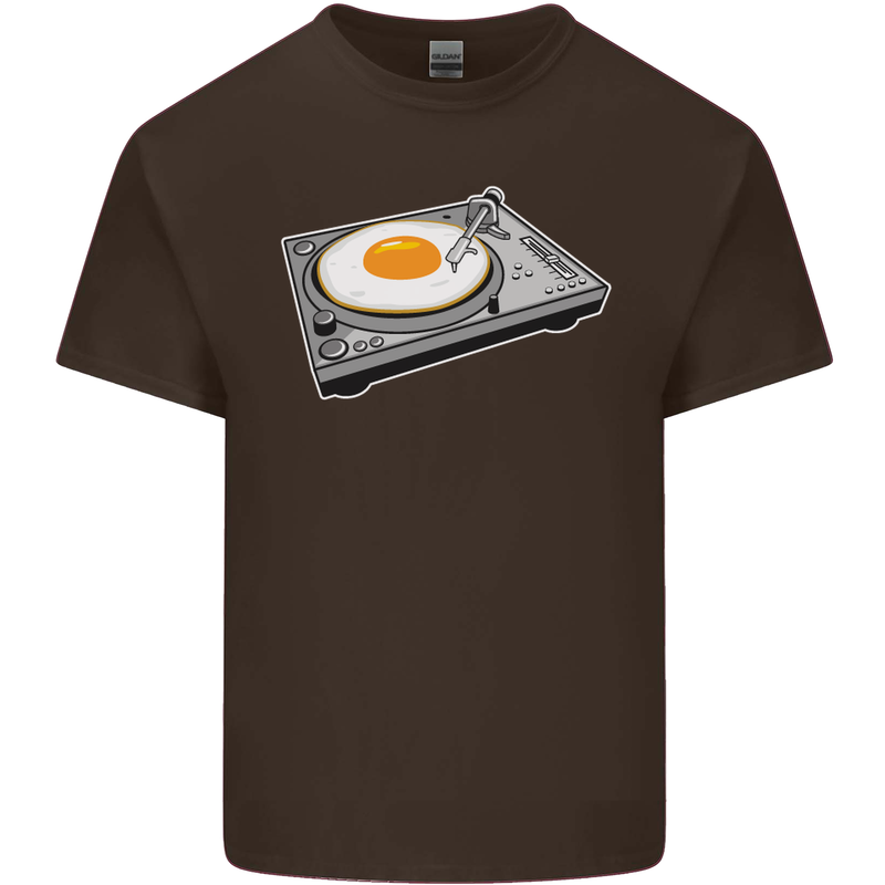 Egg Decks DJ DJing Turntable Record Player Mens Cotton T-Shirt Tee Top Dark Chocolate