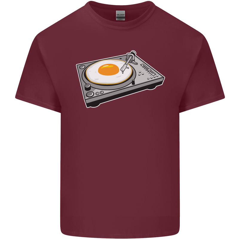 Egg Decks DJ DJing Turntable Record Player Mens Cotton T-Shirt Tee Top Maroon