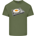 Egg Decks DJ DJing Turntable Record Player Mens Cotton T-Shirt Tee Top Military Green