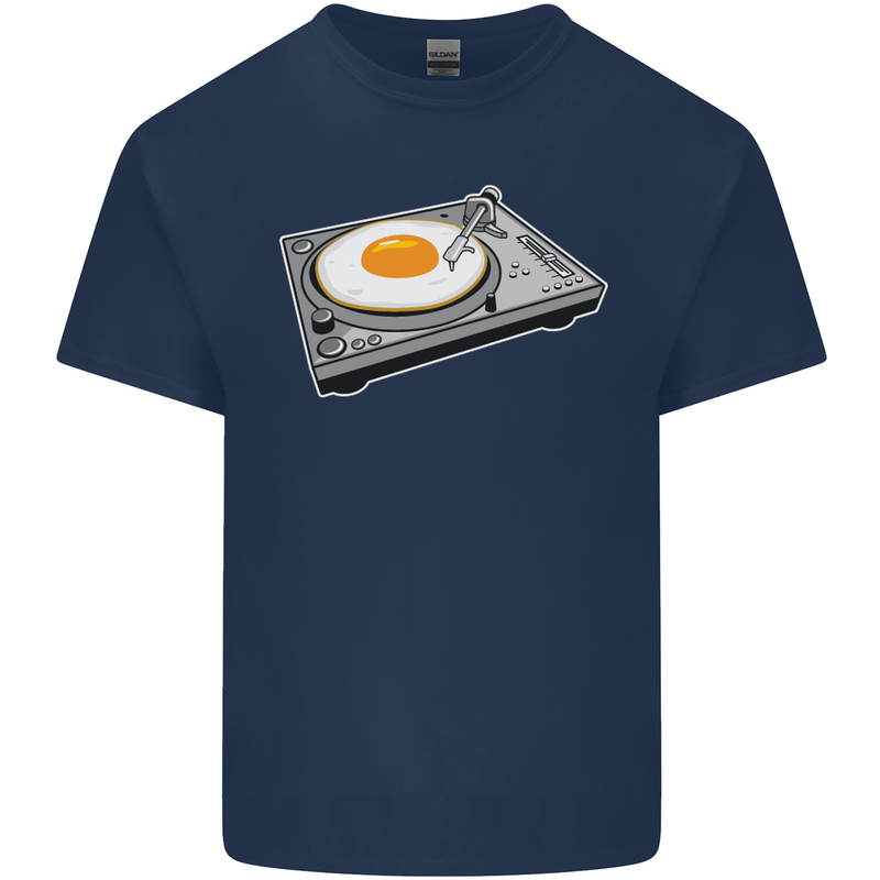 Egg Decks DJ DJing Turntable Record Player Mens Cotton T-Shirt Tee Top Navy Blue