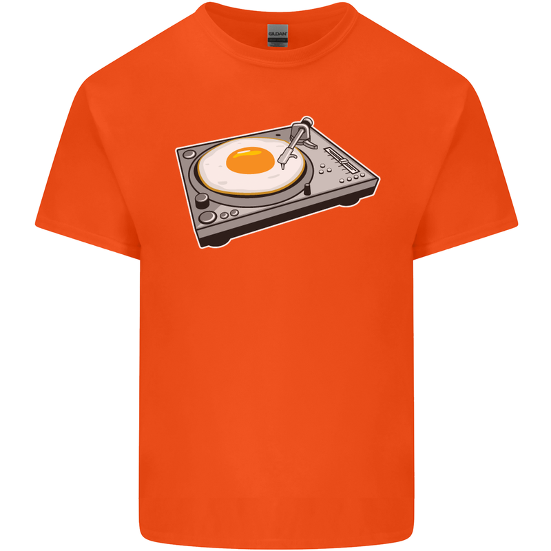 Egg Decks DJ DJing Turntable Record Player Mens Cotton T-Shirt Tee Top Orange