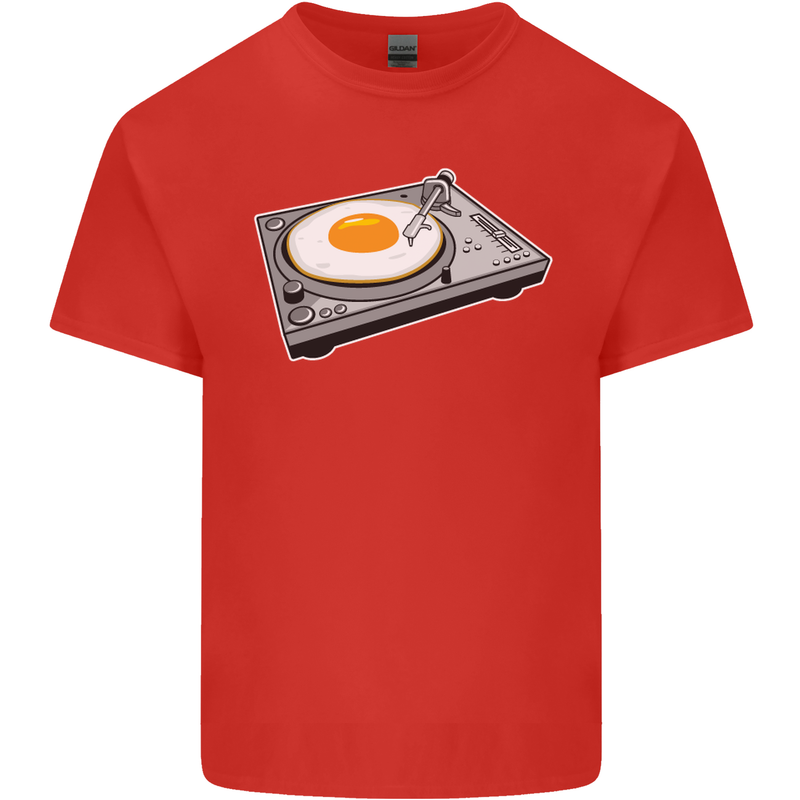 Egg Decks DJ DJing Turntable Record Player Mens Cotton T-Shirt Tee Top Red