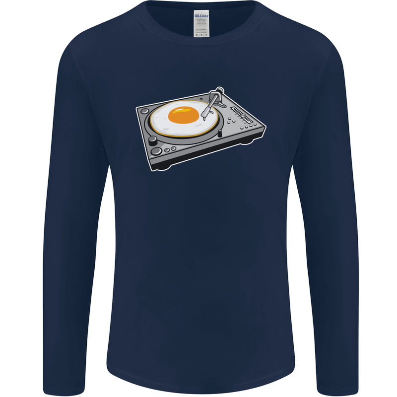 Egg Decks DJ DJing Turntable Record Player Mens Long Sleeve T-Shirt Navy Blue