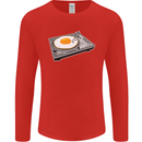 Egg Decks DJ DJing Turntable Record Player Mens Long Sleeve T-Shirt Red