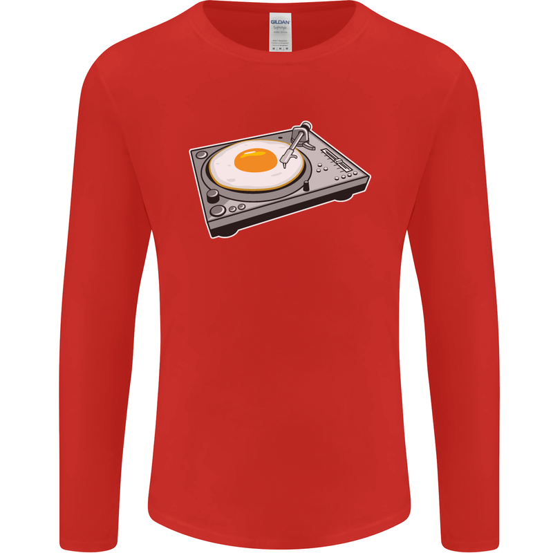 Egg Decks DJ DJing Turntable Record Player Mens Long Sleeve T-Shirt Red