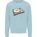Egg Decks DJ DJing Turntable Record Player Mens Sweatshirt Jumper Light Blue