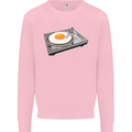 Egg Decks DJ DJing Turntable Record Player Mens Sweatshirt Jumper Light Pink
