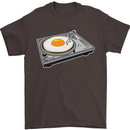 Egg Decks DJ DJing Turntable Record Player Mens T-Shirt Cotton Gildan Dark Chocolate