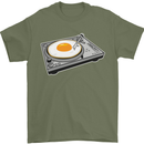 Egg Decks DJ DJing Turntable Record Player Mens T-Shirt Cotton Gildan Military Green