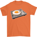 Egg Decks DJ DJing Turntable Record Player Mens T-Shirt Cotton Gildan Orange