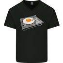 Egg Decks DJ DJing Turntable Record Player Mens V-Neck Cotton T-Shirt Black
