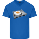 Egg Decks DJ DJing Turntable Record Player Mens V-Neck Cotton T-Shirt Royal Blue