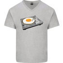 Egg Decks DJ DJing Turntable Record Player Mens V-Neck Cotton T-Shirt Sports Grey