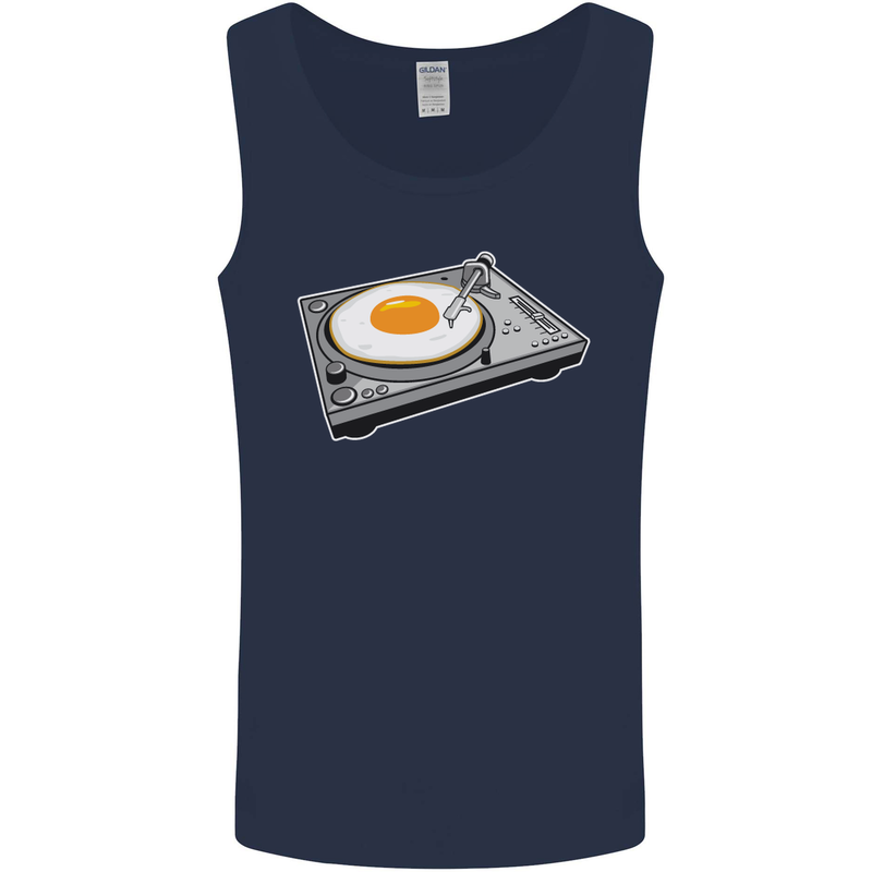 Egg Decks DJ DJing Turntable Record Player Mens Vest Tank Top Navy Blue