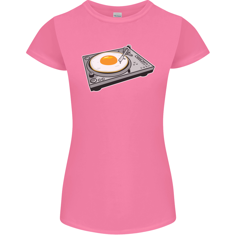 Egg Decks DJ DJing Turntable Record Player Womens Petite Cut T-Shirt Azalea