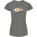 Egg Decks DJ DJing Turntable Record Player Womens Petite Cut T-Shirt Charcoal
