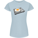 Egg Decks DJ DJing Turntable Record Player Womens Petite Cut T-Shirt Light Blue