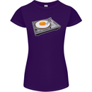 Egg Decks DJ DJing Turntable Record Player Womens Petite Cut T-Shirt Purple
