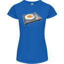 Egg Decks DJ DJing Turntable Record Player Womens Petite Cut T-Shirt Royal Blue