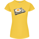 Egg Decks DJ DJing Turntable Record Player Womens Petite Cut T-Shirt Yellow