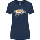 Egg Decks DJ DJing Turntable Record Player Womens Wider Cut T-Shirt Navy Blue