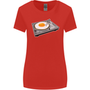 Egg Decks DJ DJing Turntable Record Player Womens Wider Cut T-Shirt Red