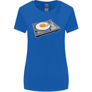 Egg Decks DJ DJing Turntable Record Player Womens Wider Cut T-Shirt Royal Blue
