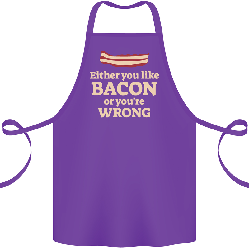 Either You Like Bacon or Your Wrong Funny Cotton Apron 100% Organic Purple
