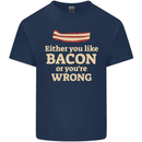 Either You Like Bacon or Your Wrong Funny Kids T-Shirt Childrens Navy Blue
