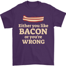 Either You Like Bacon or Your Wrong Funny Mens T-Shirt Cotton Gildan Purple