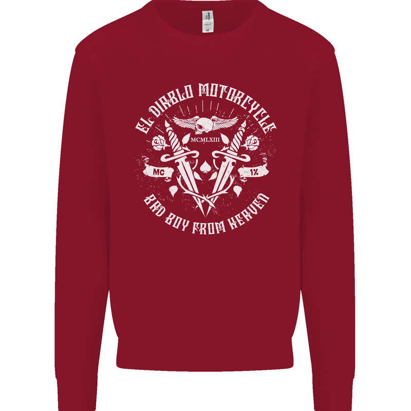 El Diablo Motorcycle Biker Motorbike Kids Sweatshirt Jumper Red