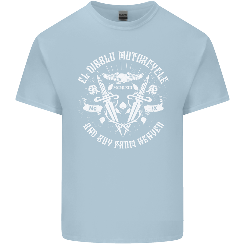 El Diablo Motorcycle Biker Motorbike Kids T-Shirt Childrens Light Blue