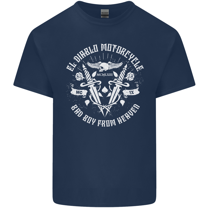 El Diablo Motorcycle Biker Motorbike Kids T-Shirt Childrens Navy Blue