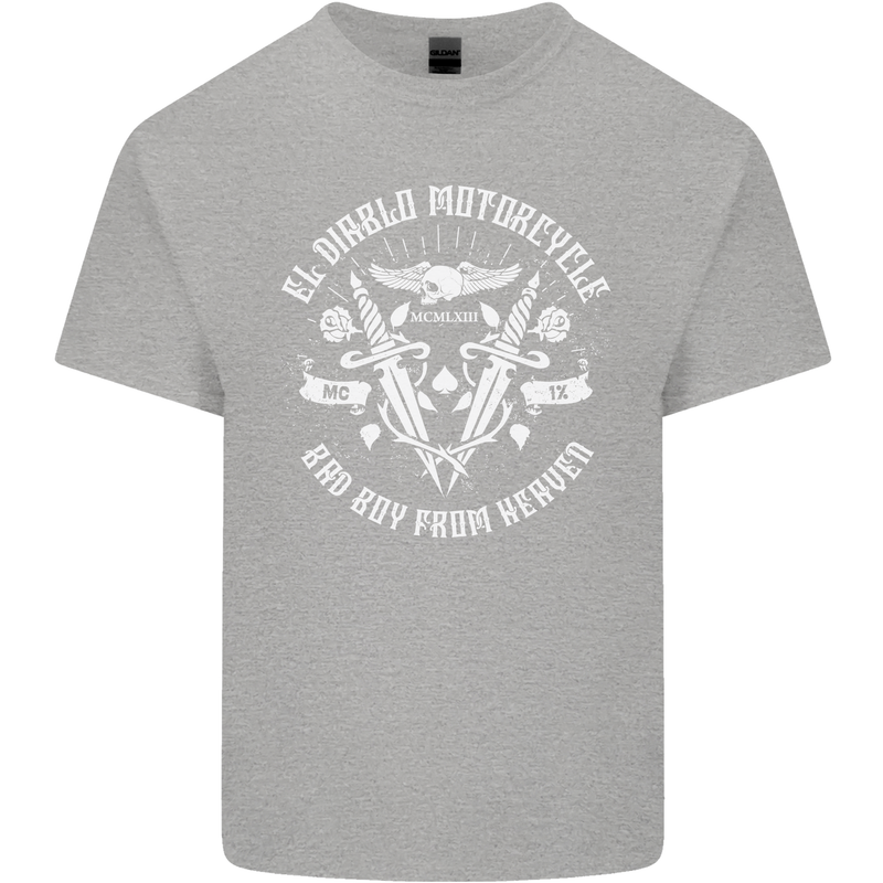 El Diablo Motorcycle Biker Motorbike Kids T-Shirt Childrens Sports Grey