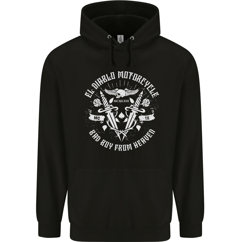 El Diablo Motorcycle Biker Motorbike Mens 80% Cotton Hoodie Black